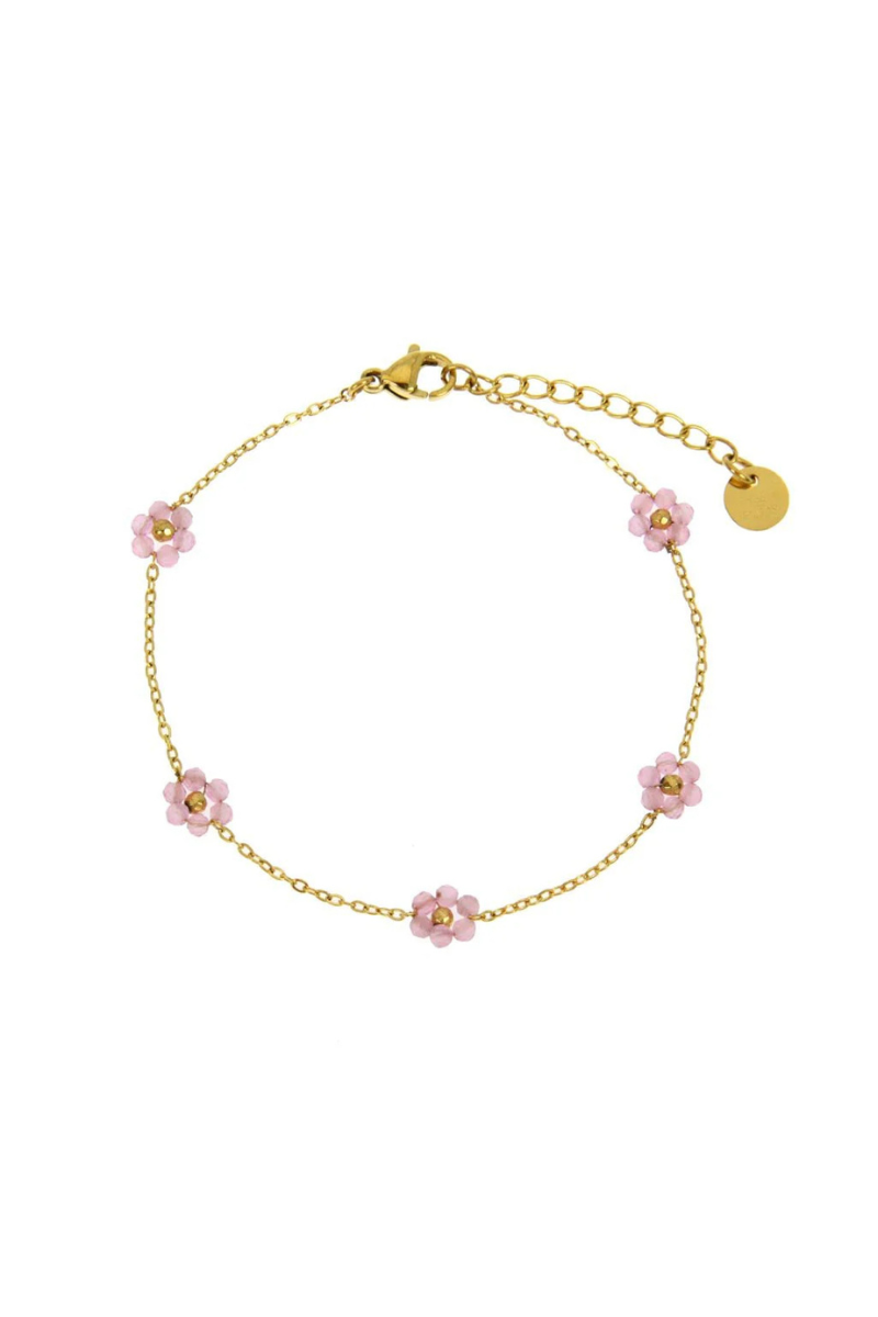 LC, Suzanne Daisy Beaded Bracelet- Pink