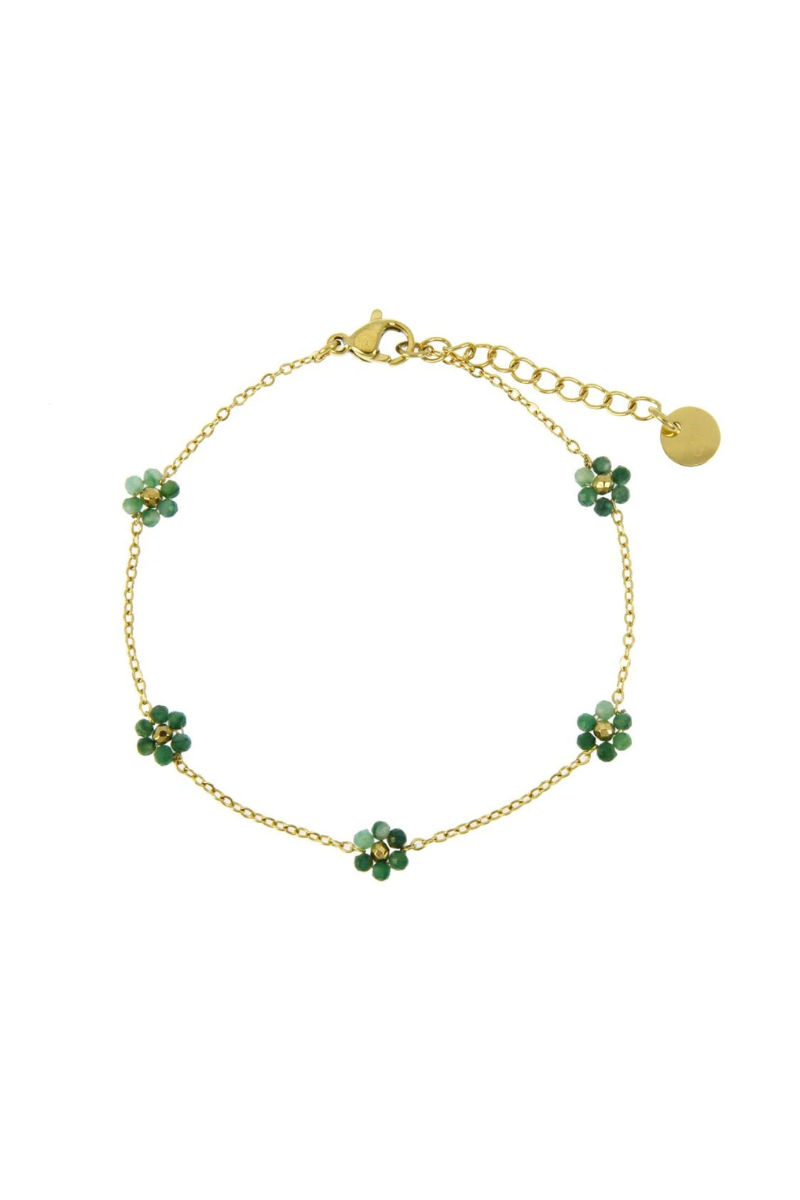 LC, Suzanne Daisy Beaded Bracelet- Green