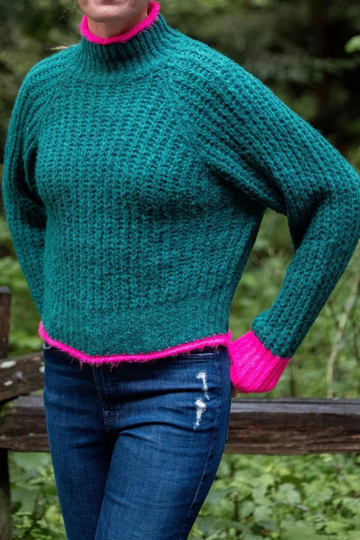 MERSEA, Beachside Softy Sweater - Bright Emerald/Lipstick