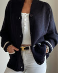 Varsity Cardigan-Anchor-Navy/White