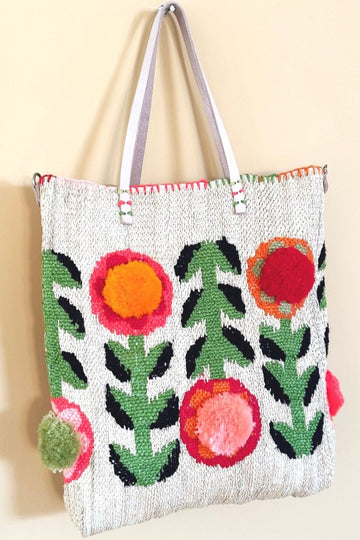 En Shallah, Flower Power Bag L- Raffia & Multi