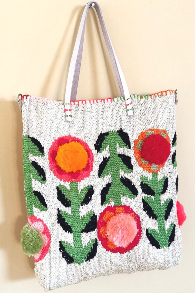 En Shallah, Flower Power Bag L- Raffia & Multi