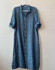 CP Shades, Chambray Maxi Dress- Turkish Blue