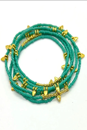 The Makery, Turquoise and Gold Tribal Charm Heartstring Necklace