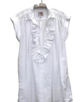 A Shirt Thing, Logan Cabo Ruffled Short Sleeve Shirt- White