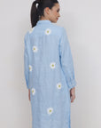 Tiana, Linen Light Blue Daisy Dress