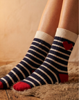 Cashmere Cabin Socks - Navy/White with Hearts