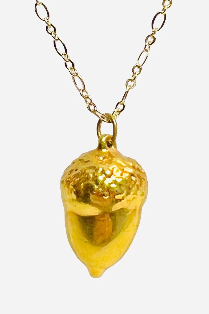 Sissy Yates Designs, Acorn Pendant Necklace- Gold