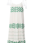 Greek Archaic Kori, Short Arrow Dress with Rope Ties- White/Green