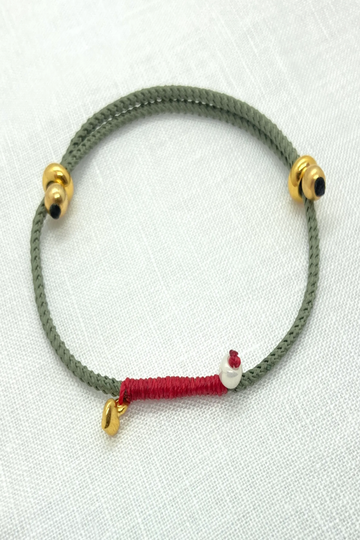 The Makery, Grey and Red Adjustable Bracelet