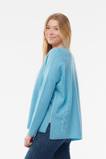 Cashmere New V-Neck Sweater-Light Glacier Blue