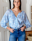 Emerson Fry, Frances Blouse -Arbor Blissful Blue Organic