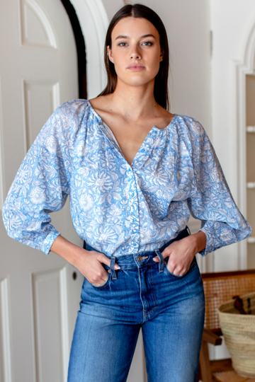 Emerson Fry, Frances Blouse -Arbor Blissful Blue Organic