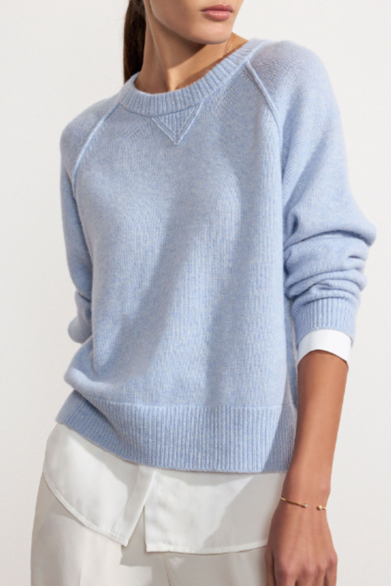 Brochu Walker, Layered Knit Sweatshirt-Skye Blue/White