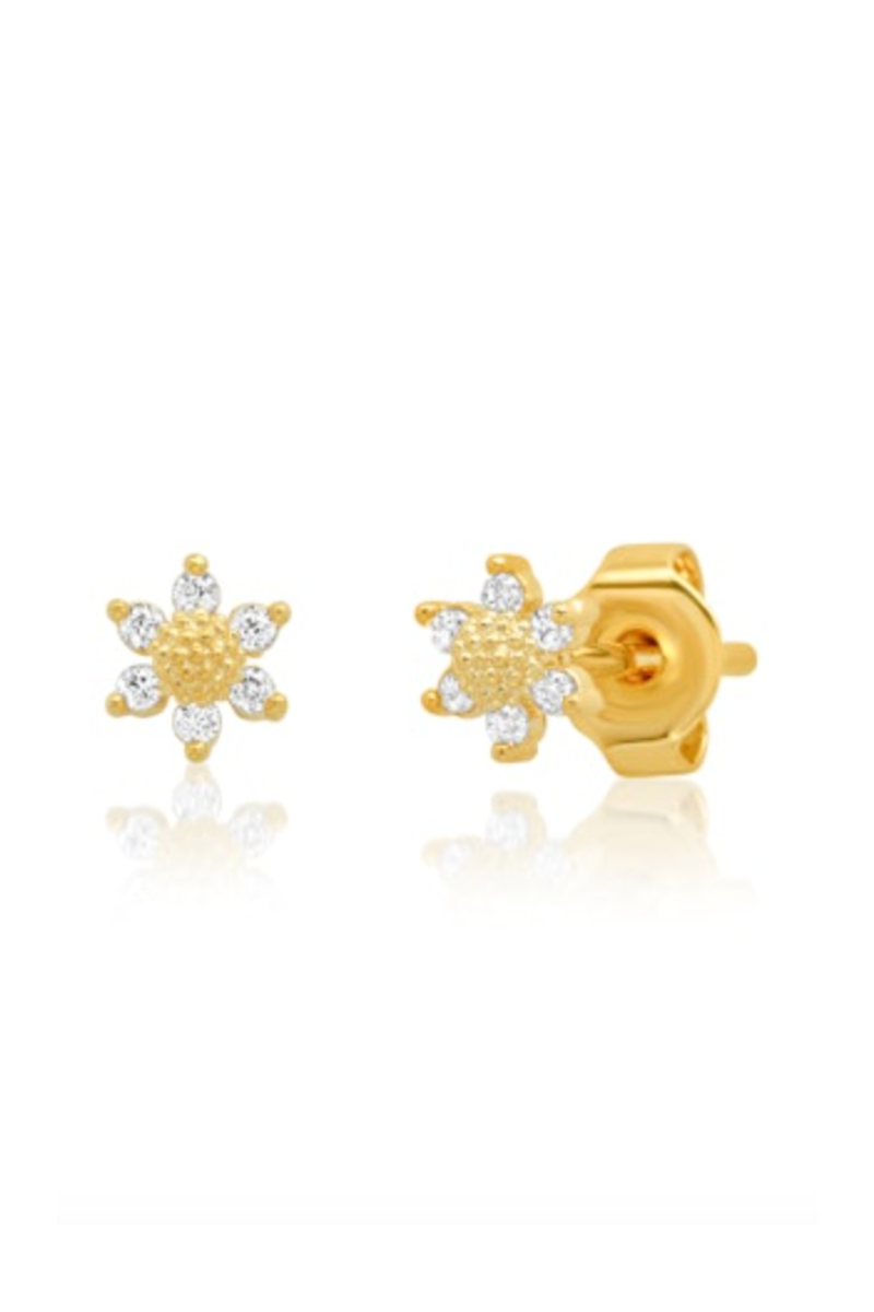 TAI, Flower Stud with CZ Accents- Gold