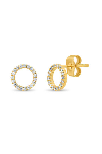 TAI, Pave Open Circle Studs- Gold