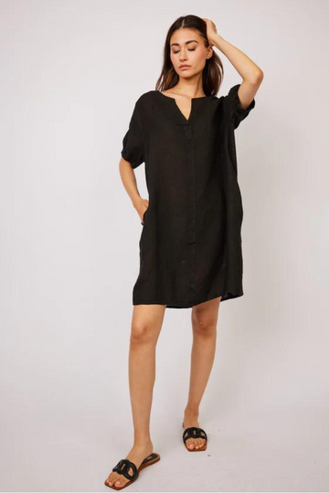 Pistache, SS Linen Dress w/ Patch Pocket