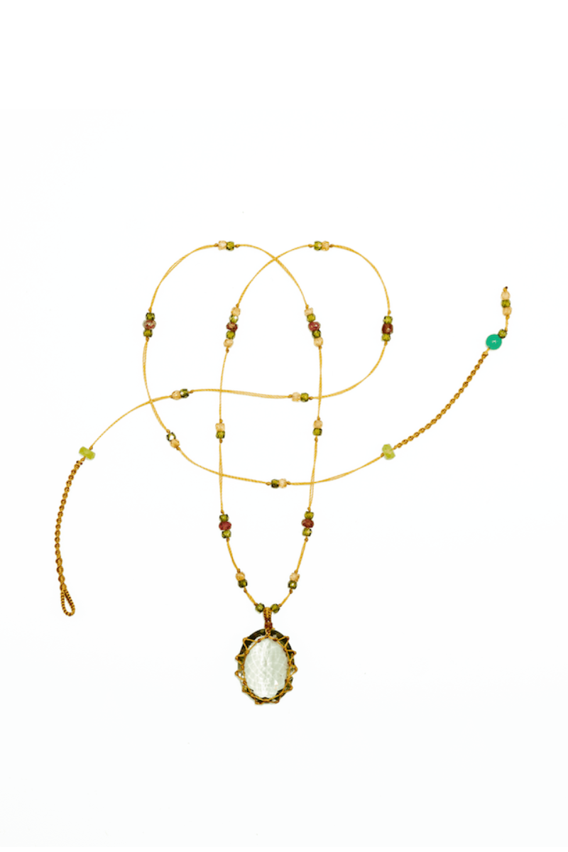 Sharing, Short Tibetan Necklace- Amethyst Green