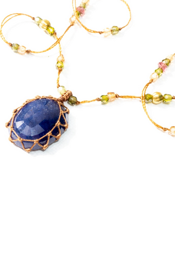 Sharing, Short Tibetan Necklace- Labradorite Blue