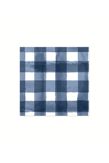 Cocktail Napkin, Watercolour Plaid - Navy