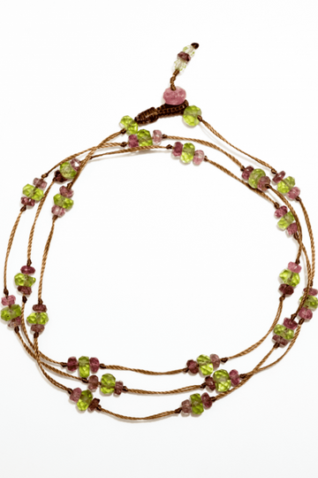 sharing, Loopy Duo Necklace / Bracelet- Peridot Pink Tourmaline