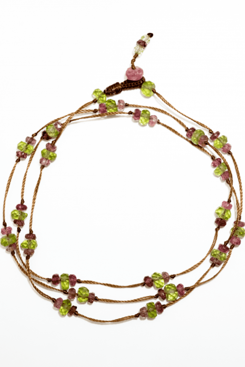 sharing, Loopy Duo Necklace / Bracelet- Peridot Pink Tourmaline