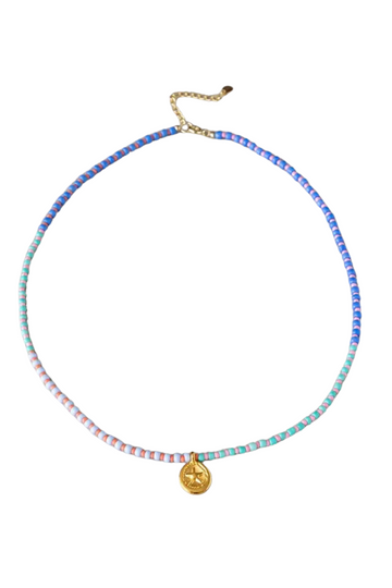 The Makery, South Beach Short Striped Beach Beads Necklace