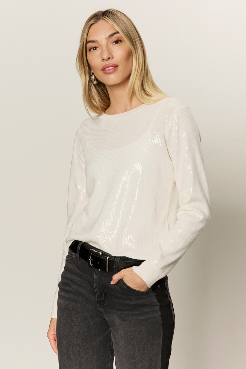 Sanctuary, Sparkle Together Sweater Top - Chalk
