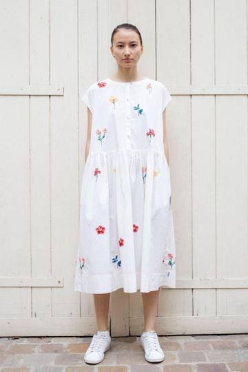 Laite, Cygne Trumpetvine Garden Dress- Chalk