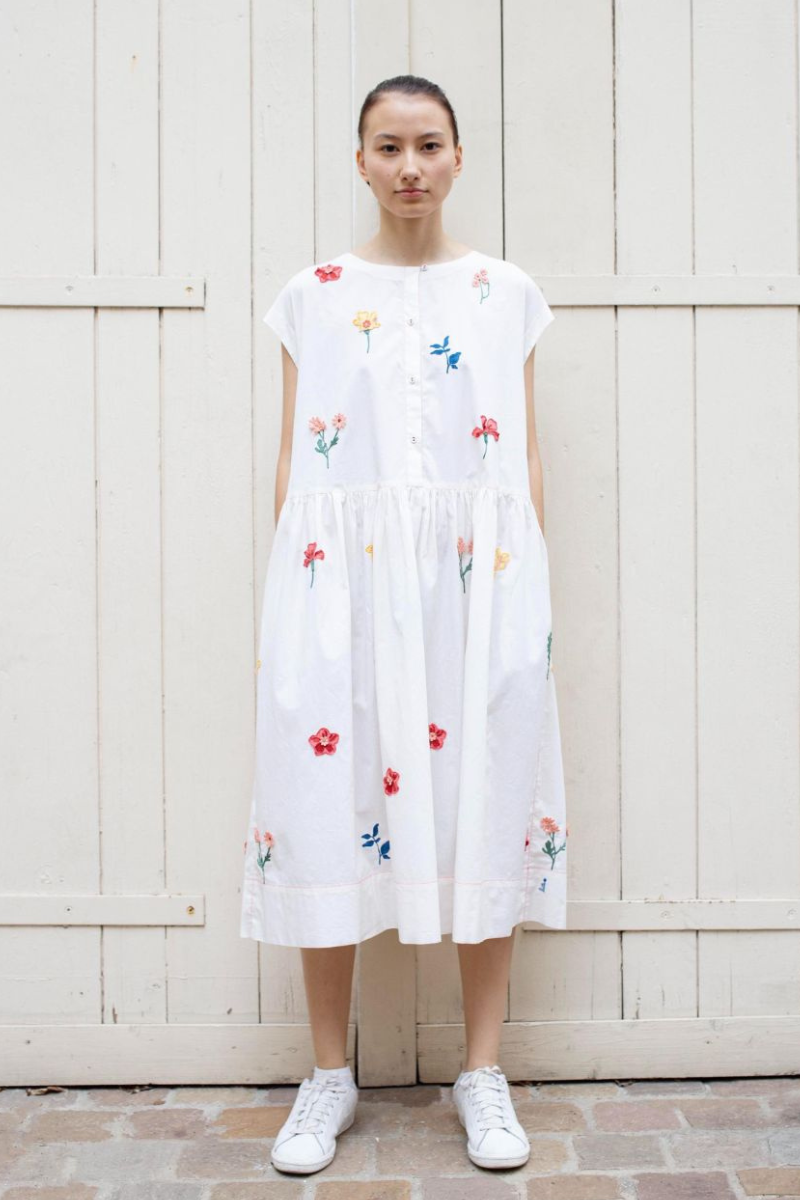 Laite, Cygne Trumpetvine Garden Dress- Chalk