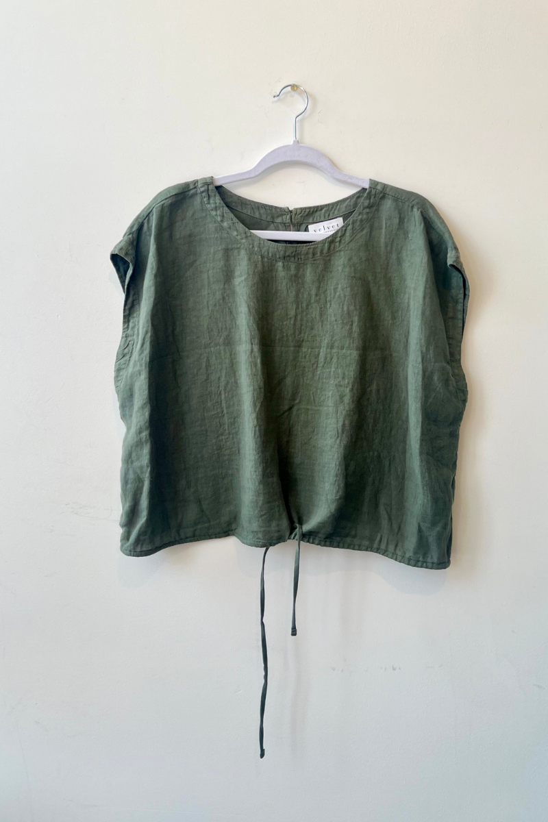 Velvet, Bayla Linen Tie Crop Top