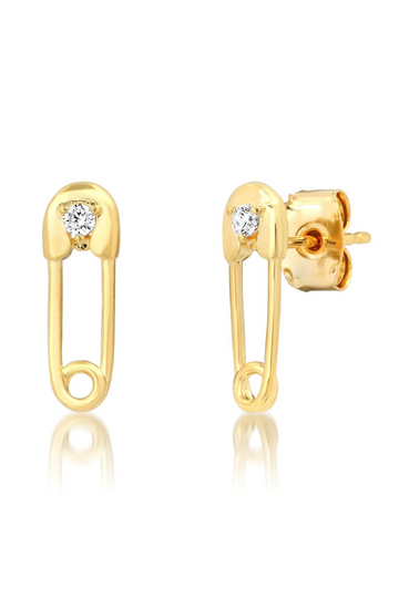 TAI, Gold Safety Pin Stud Earrings