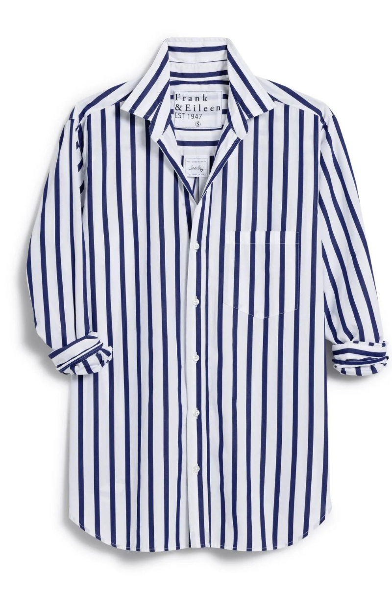 Frank & Eileen, Joedy Button-Up Shirt- Wide Navy Stripe