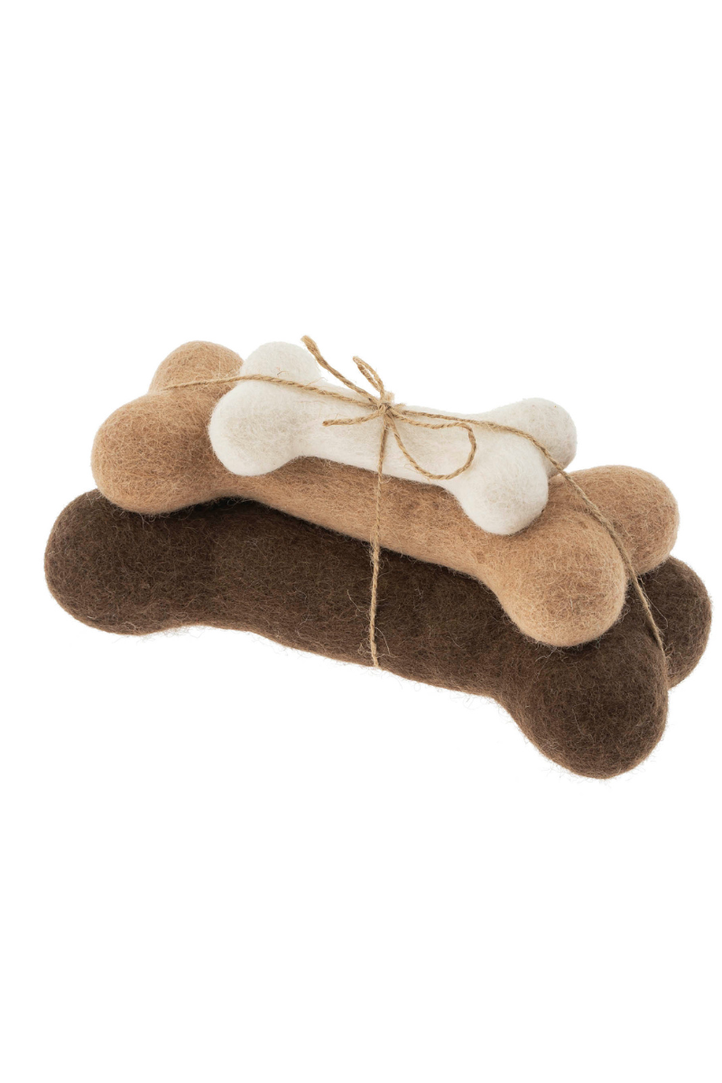 Indaba, Felt Dog Bones Ornament - Set of 3