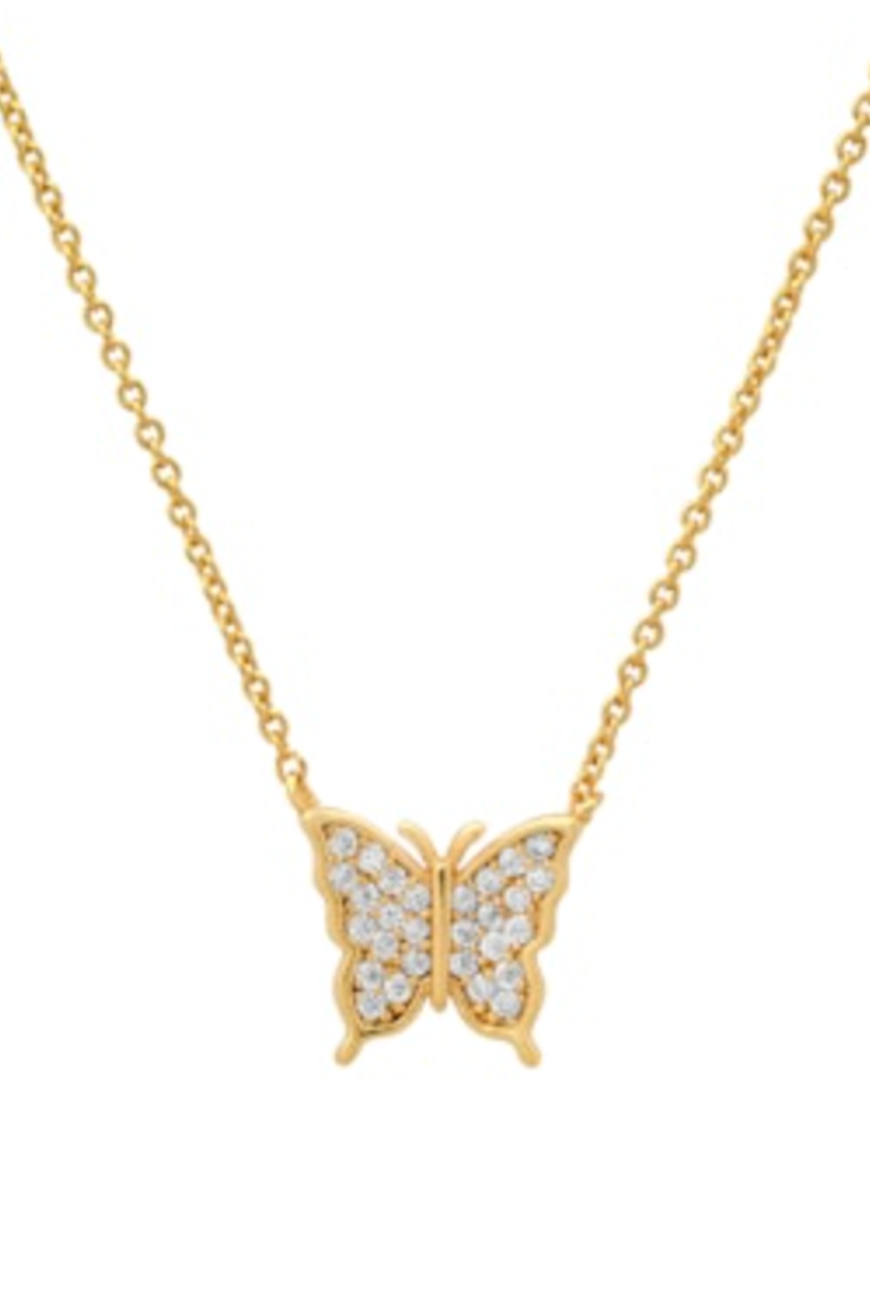 TAI, Pave Butterfly Pendant Necklace- Gold