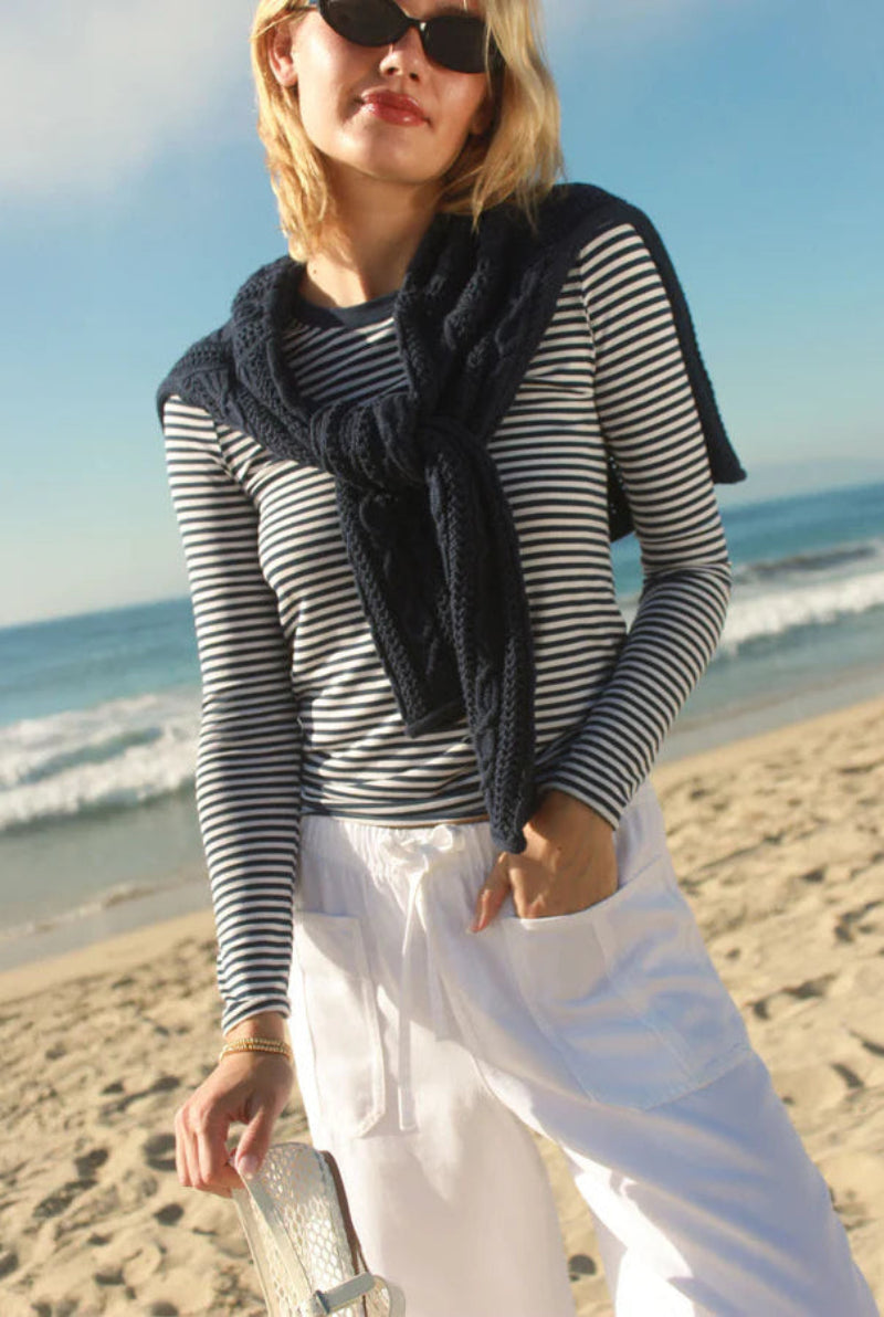 Splendid, Bamboo Long Sleeve Tee - Navy/White