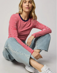 Splendid, Bamboo Long Sleeve Tee - Navy/Rouge/White