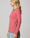Splendid, Bamboo Long Sleeve Tee - Navy/Rouge/White