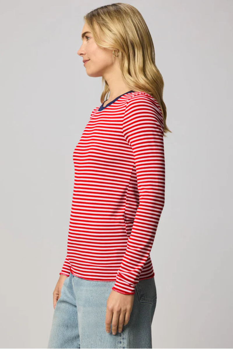 Splendid, Bamboo Long Sleeve Tee - Navy/Rouge/White
