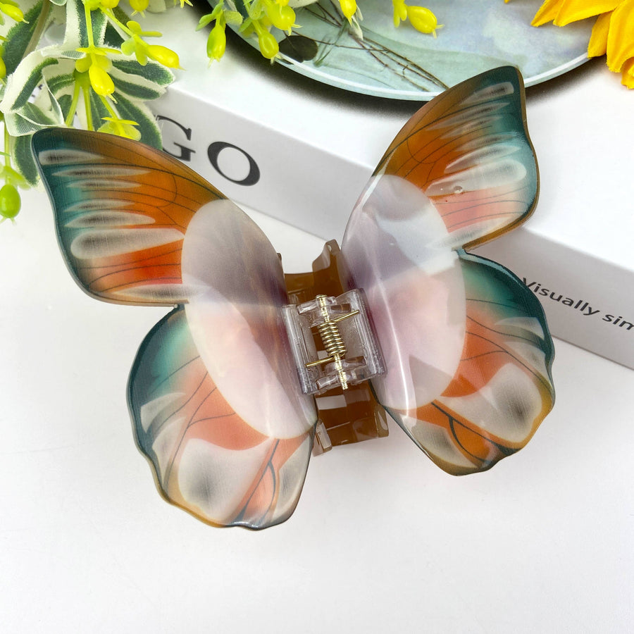 Hair Claw Clip, Colourful butterflies