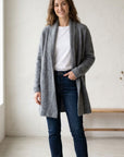 Brushed Cashmere Swing Coat-Feather Grey