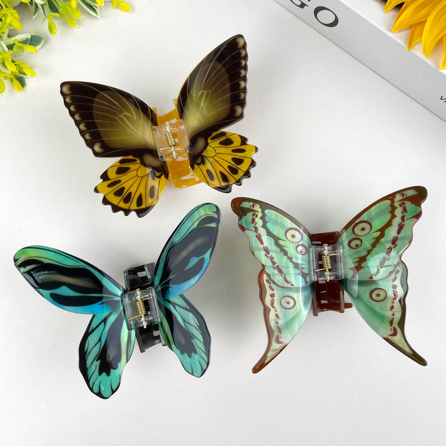 Hair Claw Clip, Colourful butterflies