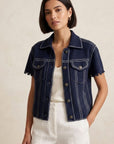 Cashmere Short Sleeve Jacquard Jacket