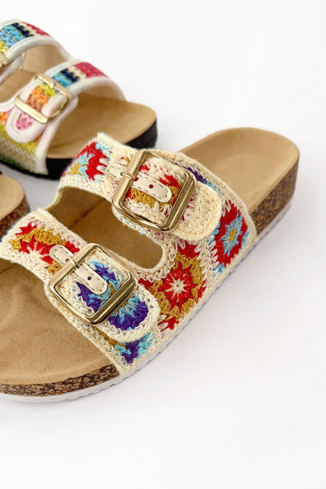 Crochet knit slide on sandals