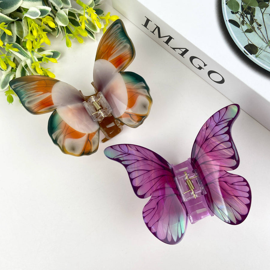 Hair Claw Clip, Colourful butterflies