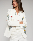 Vilagallo, Sophia Embroidered Jacket-Ivory Floral