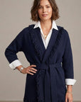 Fringe Belted Cardigan - Ink Blue