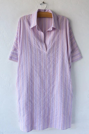 Lost & Found, Cotton Stripe Dress- Lilac