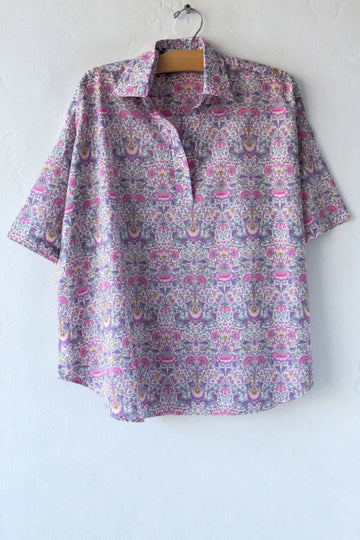Lost & Found, Short Sleeve Boxy Blouse- Purple