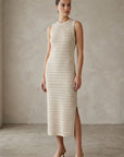 Not Shy, Neva Knit Dress- Ecru/Lurex